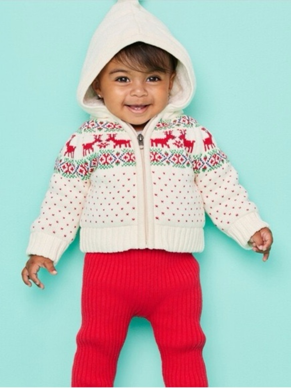 Hanna Andersson Gnome Hood Sweater Jacket Dear Deer, Size 6-12 Months Baby Kids
